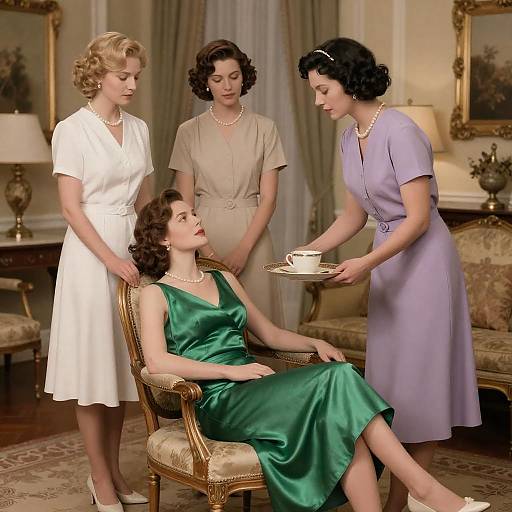 Luxurious Vintage Photograph of Four Women