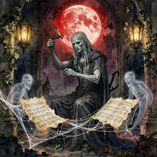 Gothic Revenant Bard in Ruined Cathedral