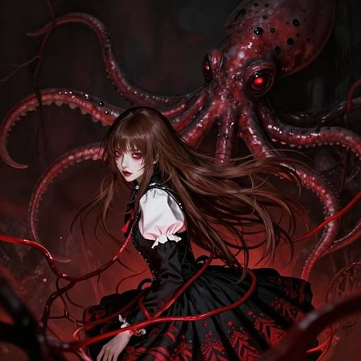Gothic Mystic with Tentacled Guardian