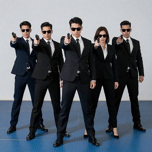 Dramatic Standoff of Suited Individuals