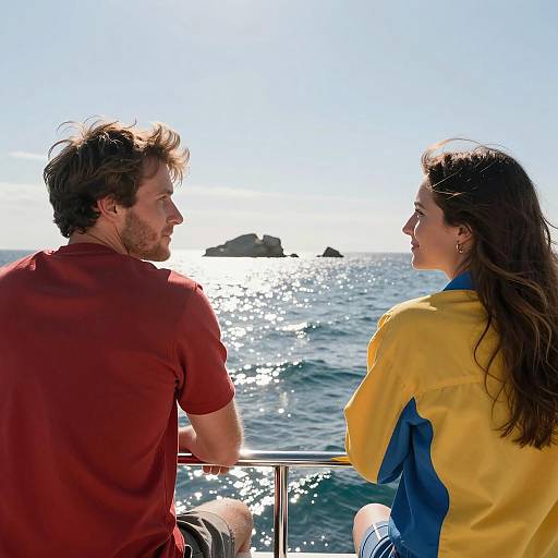 Couple Enjoying Ocean View on Boat