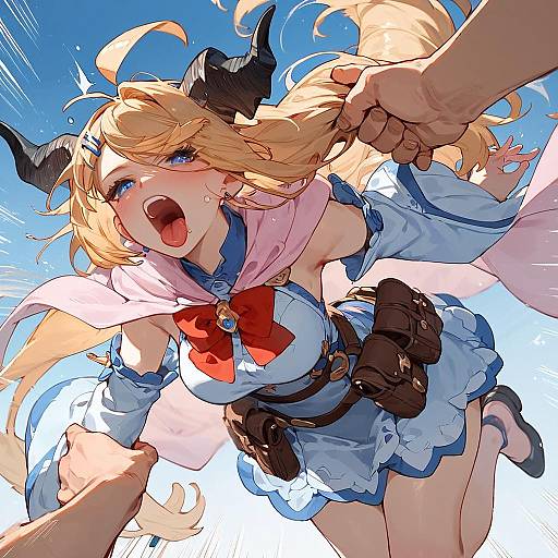 Dynamic Furry Anime Character in Flight