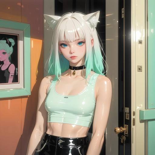 Stylish Anime Portrait with Cat Ears