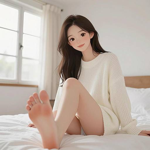 Anime-Inspired Woman in Bright Room