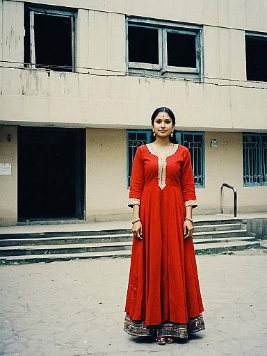 Woman in Red Baisakhi Dress