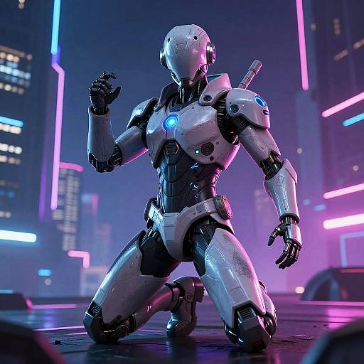 Futuristic Cybernetic Warrior Pose