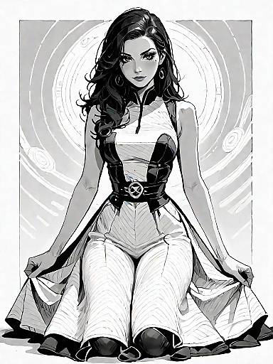 Monochrome Avant-Garde Woman in Bodycon Dress