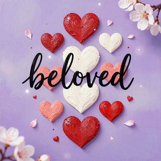 Romantic Glitter Hearts Gouache Panel