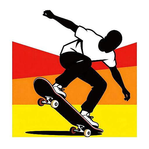 Patrick Nagel Style Skateboarder Art
