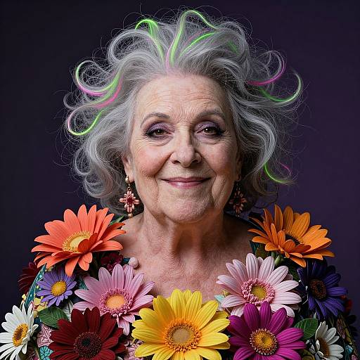 Floral Portrait of Sly Old Woman