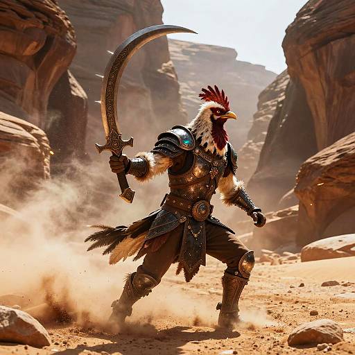 Steampunk Avian Nomad in Desert Canyons