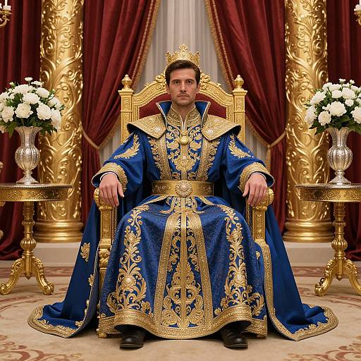 Regal Man in Blue and Gold Robes