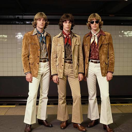 Retro 1970s Men's Fashion in Subway