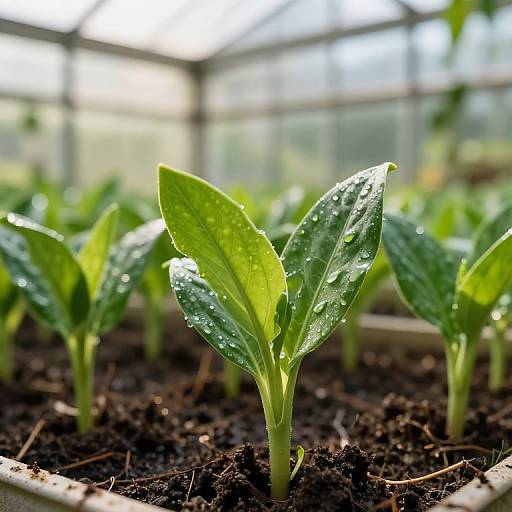 Lush Greenhouse Growth Macro Shot