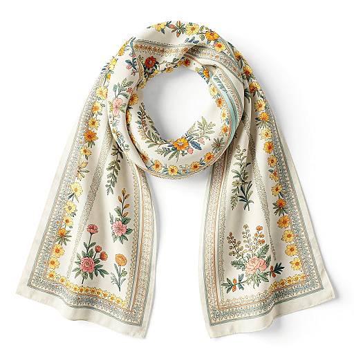 Elegant Floral Scarf Vector Pattern