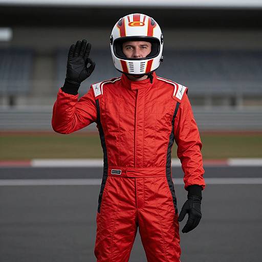 Man in Red Racer Costume