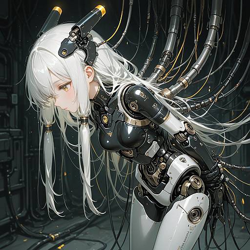 Mechanical Girl with White Hair