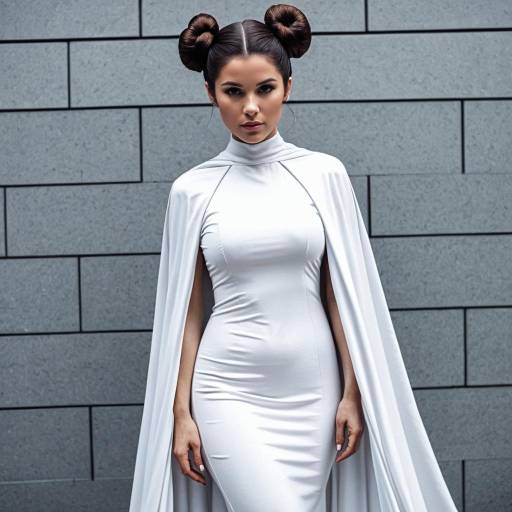 Woman in Sleek White Leia Organa Cosplay