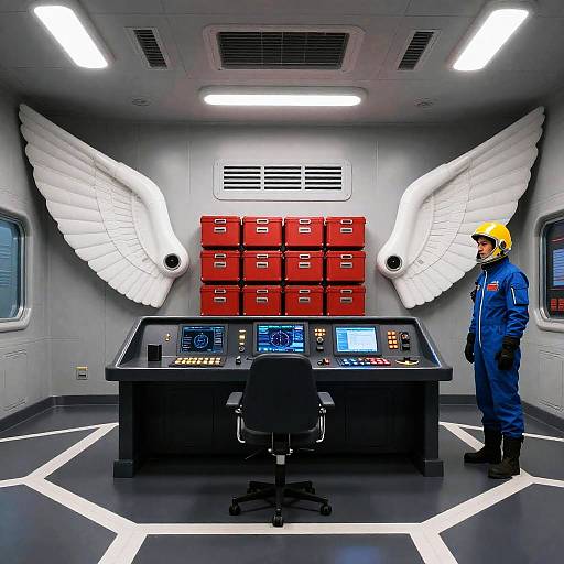 Futuristic Spaceship Control Room Interior