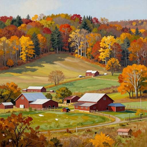 Autumn Farm Landscape Painting