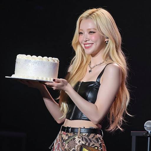 Smiling Woman with Glittery Cake