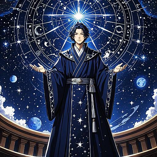 Elegant Sorcerer in Astral Observatory