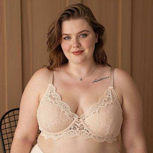 Elegant Plus-Size Portrait with Lace Bra