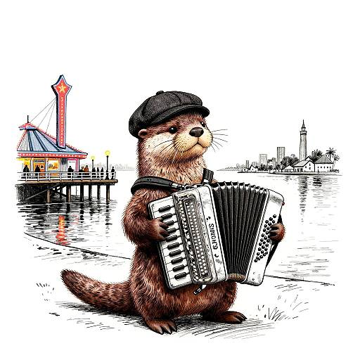 Accordion Otter on Retro Neon Pier