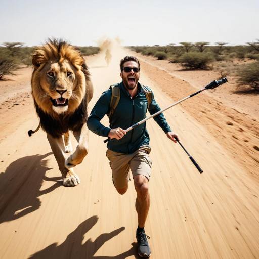 Dramatic Safari Chase with Lion
