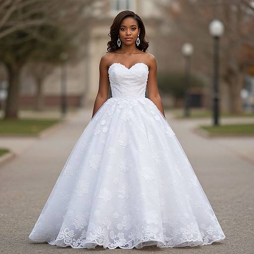Elegant Dark-Skinned Woman in Gown