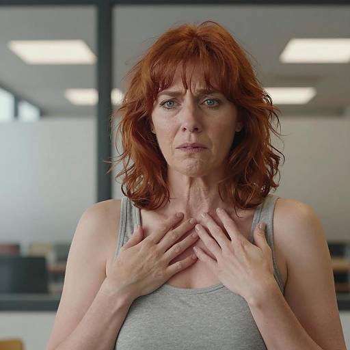 Worried Woman in Gray Tank Top