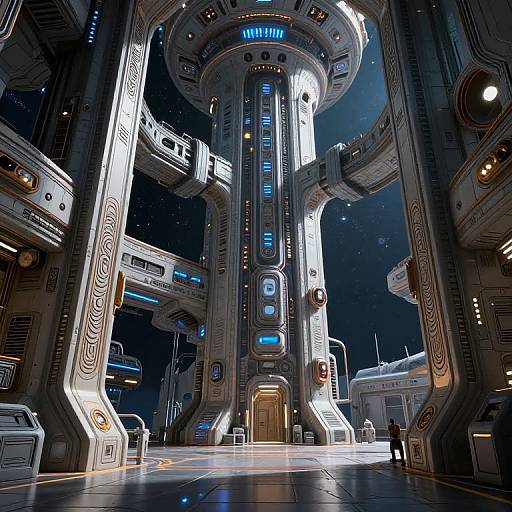 Stylized Sci-Fi Spaceship Hall Design