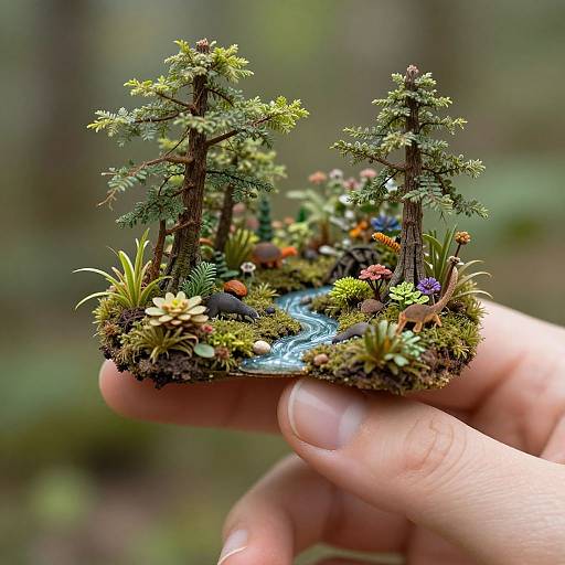 Microrealism Tiny Forest Ecosystem Art