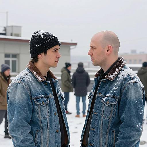 Intense Standoff in Winter Attire