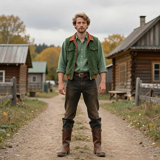 Outdoorsman on a Rustic Country Path