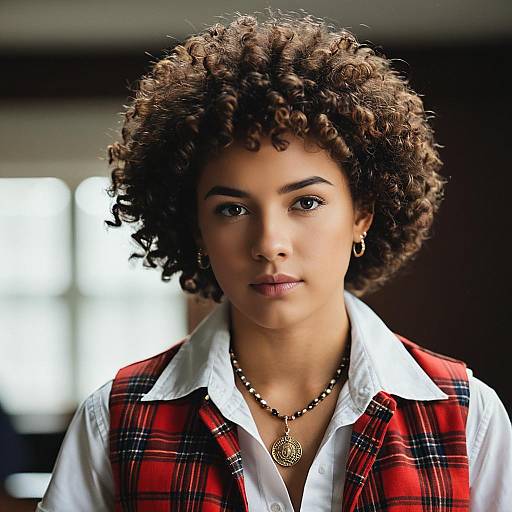 Curly Tomboy Style Portrait with Jewelry