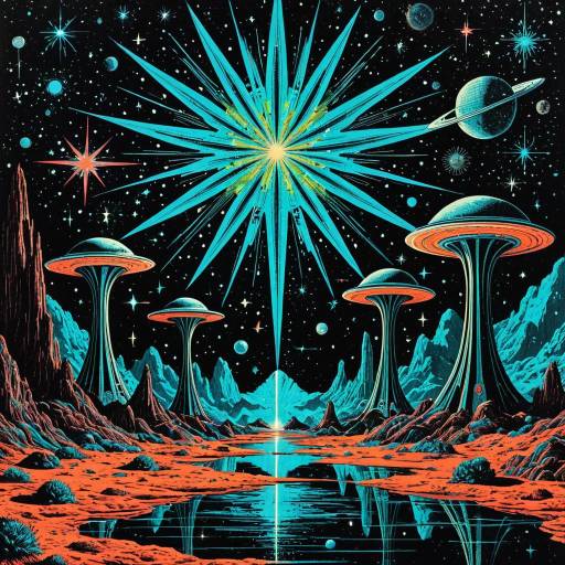 Vintage Psychedelic Sci-Fi Alien Landscape Vintage Psychedelic Sci-Fi Alien Landscape