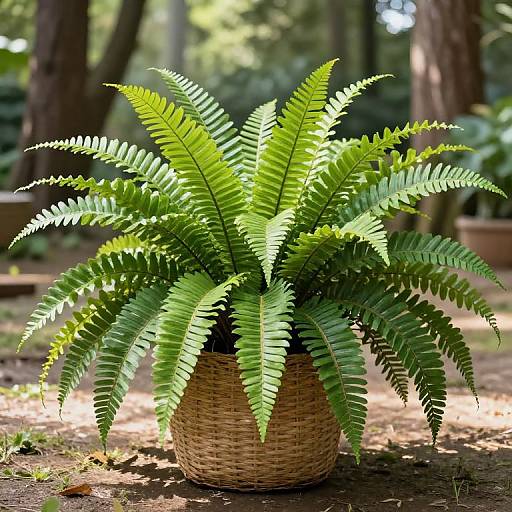 Lush Tropical Fern in Woven Basket