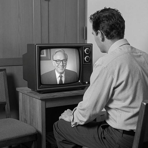 Vintage Black and White Scene with TV
