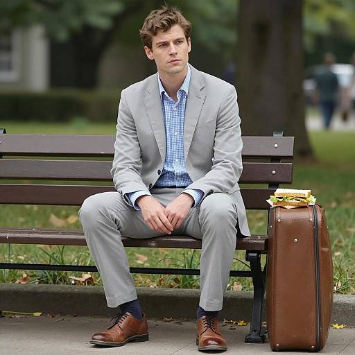 Man in Suit Relaxing in Nature