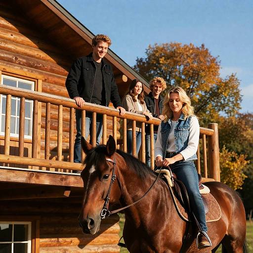 Autumn Log Cabin Family Moment