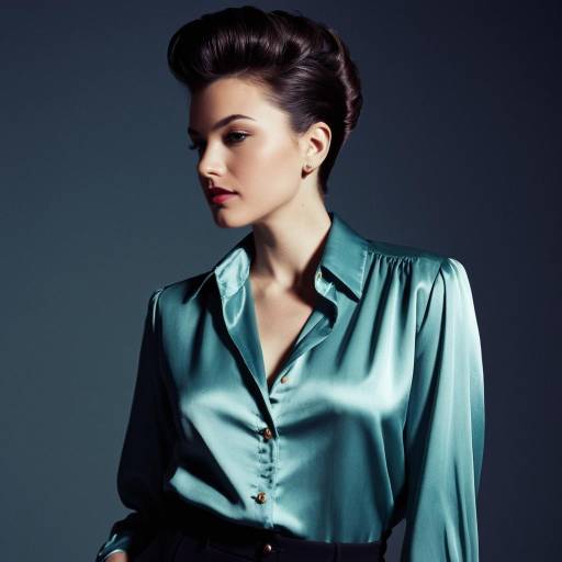 Woman with Pompadour Hairstyle in Silk Blouse Woman with Pompadour Hairstyle in Silk Blouse