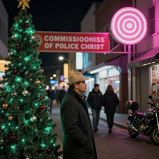 Vivid Nighttime Street with Neon Lights