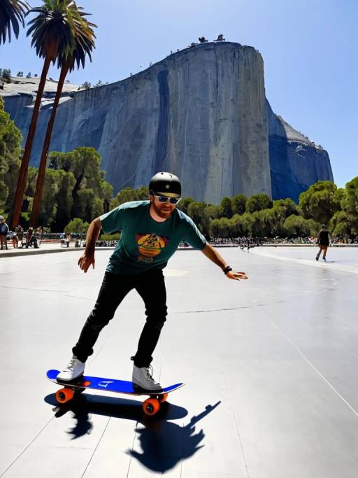 Electric Skateboarding Against El Capitan
