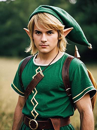 Man in Realistic Link Costume with Pointy Ears