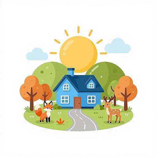 Charming Cartoon Logo of a Countryside