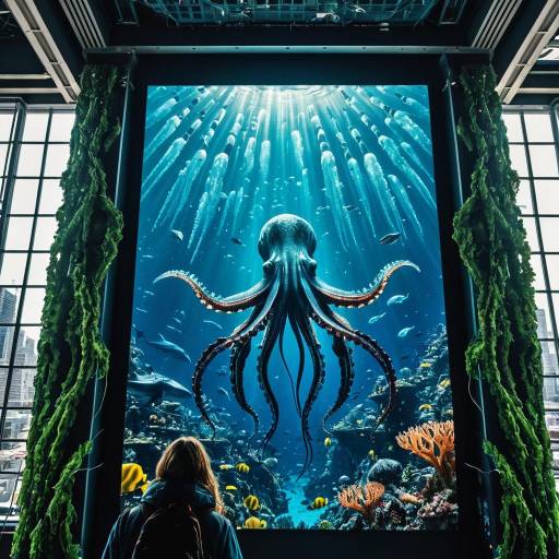 Installation View of Giant Underwater Robotic Squid Poster