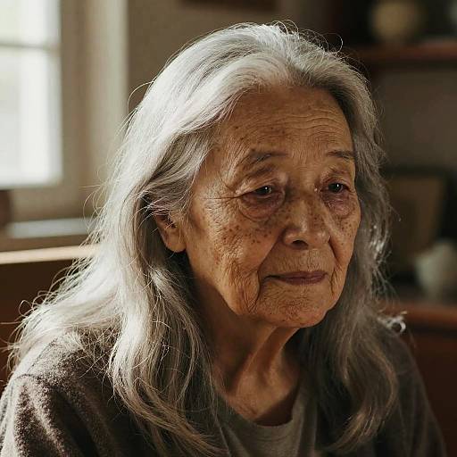Elderly Woman with Long Grey Hair