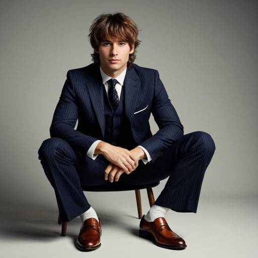 Professional Man in Navy Pinstripe Suit