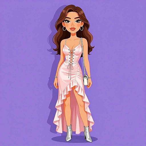 Elegant Woman in Blush Pink Dress